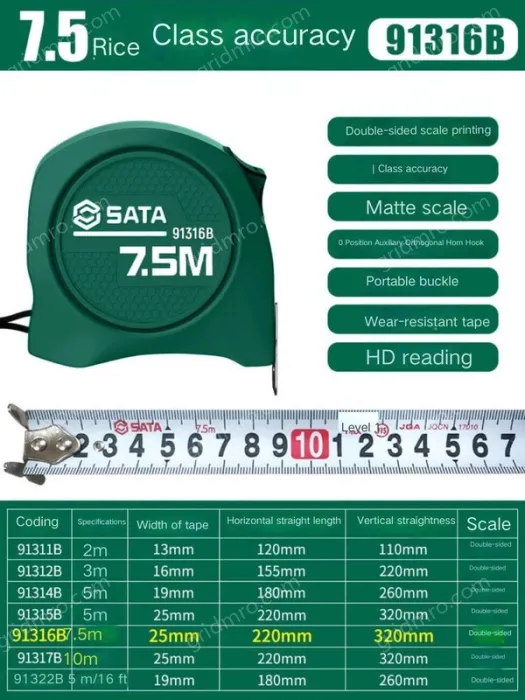 Class 1 accuracy - 7.5 m - ruler width 25mm - 91316B