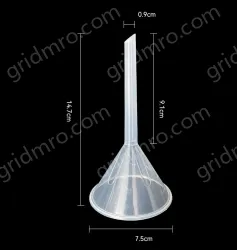 Plastic separating funnels The length and diameter of the tip is 7.5cm, 1 piece