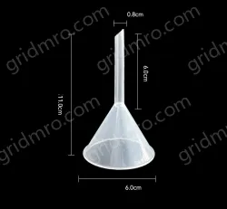 Plastic separating funnels The length and diameter of the tip is 6cm, 1 piece