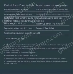 60W Extreme Glue Gun + 10 Glue Sticks + Storage Bag