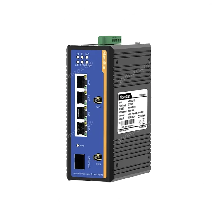 1 Port Gigabit SFP + 4 Ports Gigabit RJ45 Din-Rail Dual Band Wi-Fi6 Wireless Router