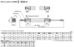 Standard Type Double Acting, Double Rod CJ2W Series ø6, ø10, ø16